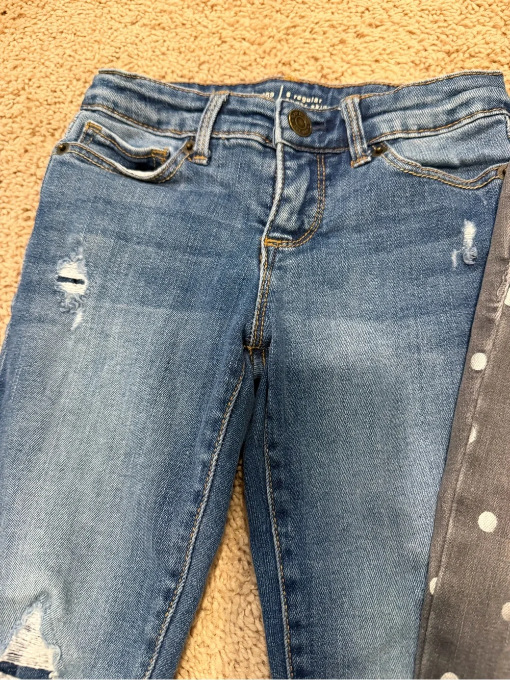 GAP Girls Blue Distressed Jeans & Gray Polka Dot Jeggings - 2-Pack
